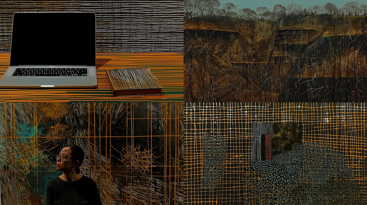 Contemporary Abstract with Textural Depth and Earthy Tones - Midjourney sref style