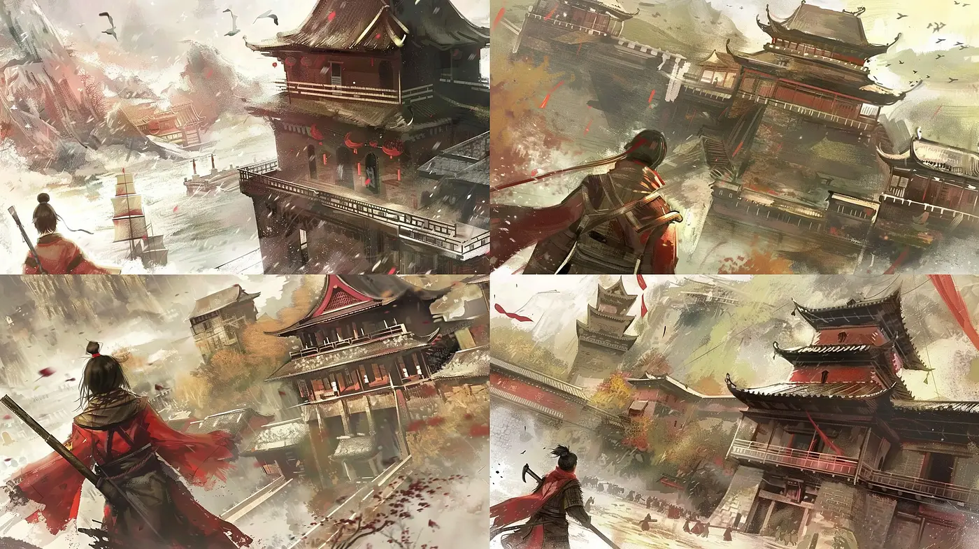 Ethereal Brushstrokes in a Mythical Eastern Landscape - Midjourney sref style