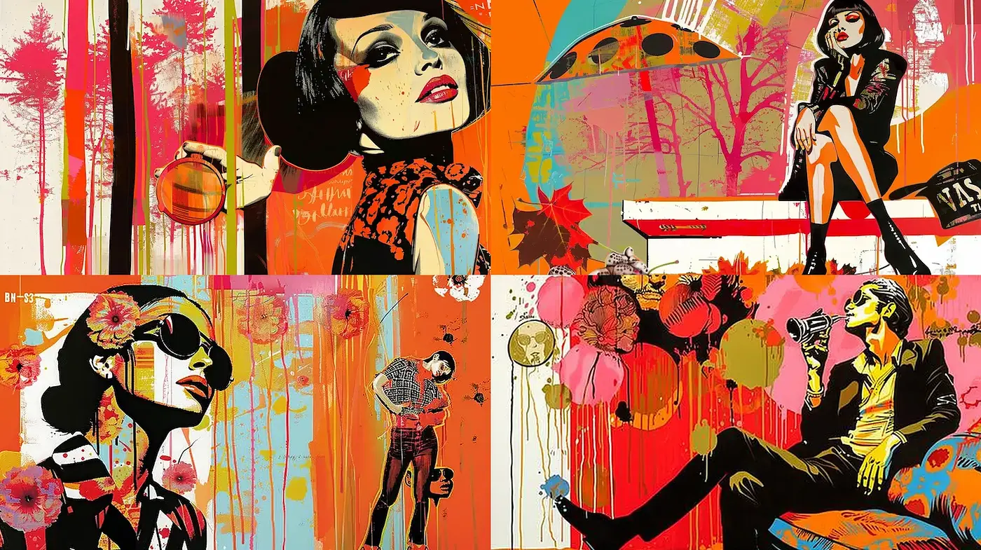 Bold and Colorful Pop Art Inspired Illustrations with a Retro Aesthetic - Midjourney sref style