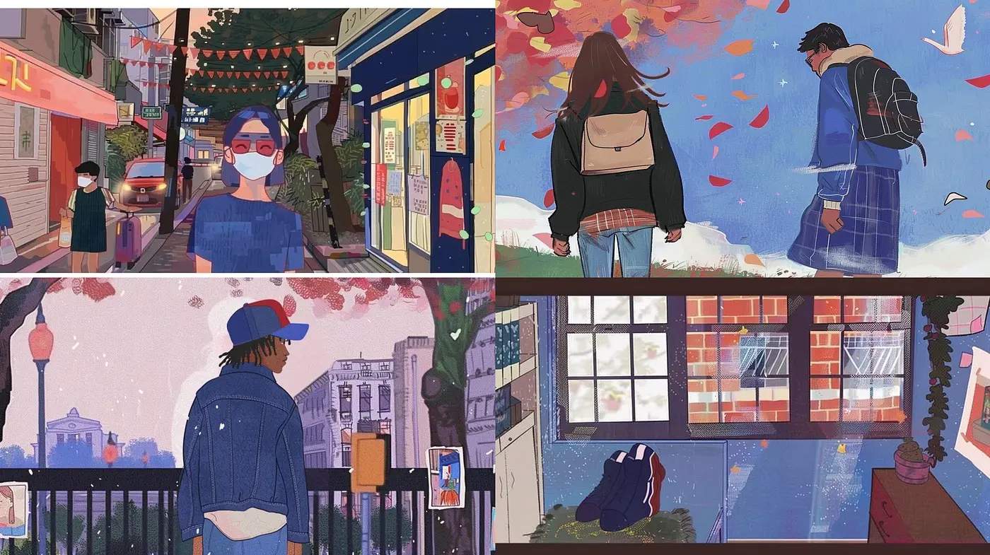 Ethereal Cityscape: A Soothing Blend of Muted Pastels and Urban Nostalgia - Midjourney sref style