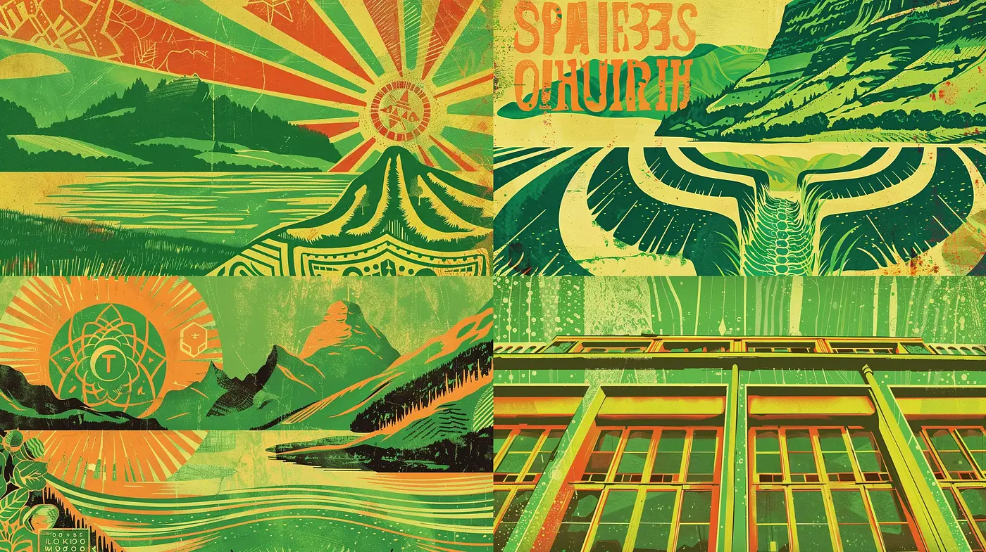 Eclectic Retro Futurism with Propaganda Art Overtones - Midjourney sref style