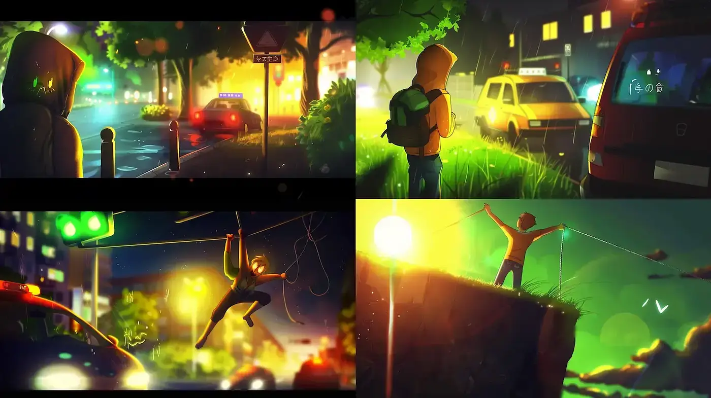 Dynamic Urban Narrative with a Magical Realism Touch - Midjourney sref style