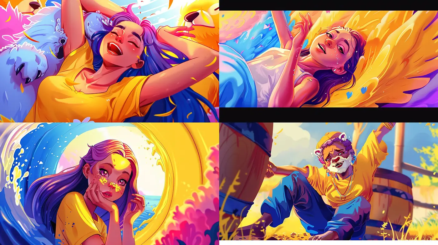 Vibrant Euphoria: A Vivid Dance of Color and Emotion in Illustrative Art - Midjourney sref style