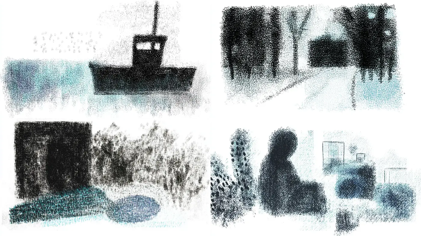 Chiaroscuro Textured Ambience with Monochromatic Overtones - Midjourney sref style