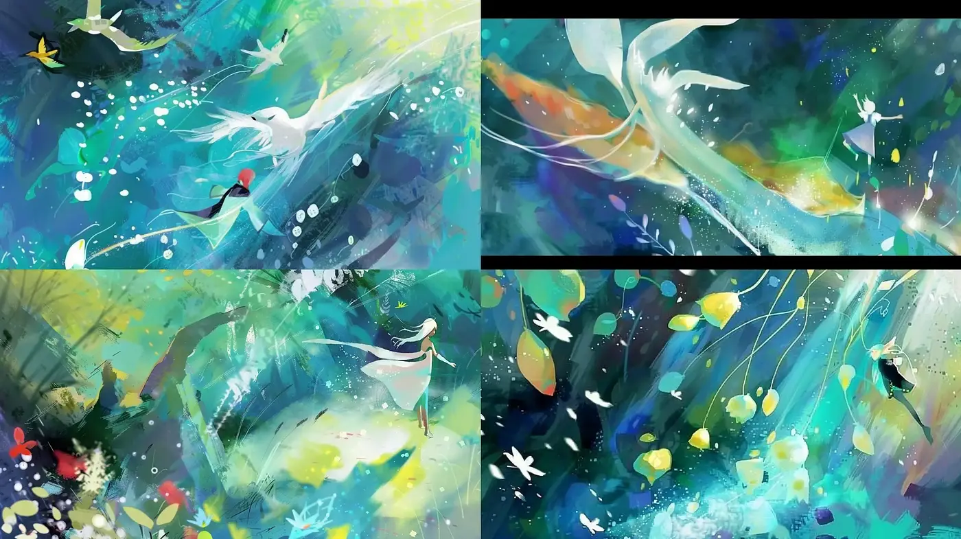 Whimsical Aquatic Dreamscape in Expressive Brushwork - Midjourney sref style