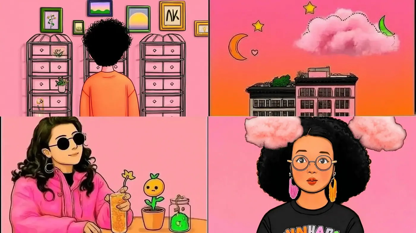 Whimsical and Vibrant Urban Illustrations with a Contemporary Touch - Midjourney sref style