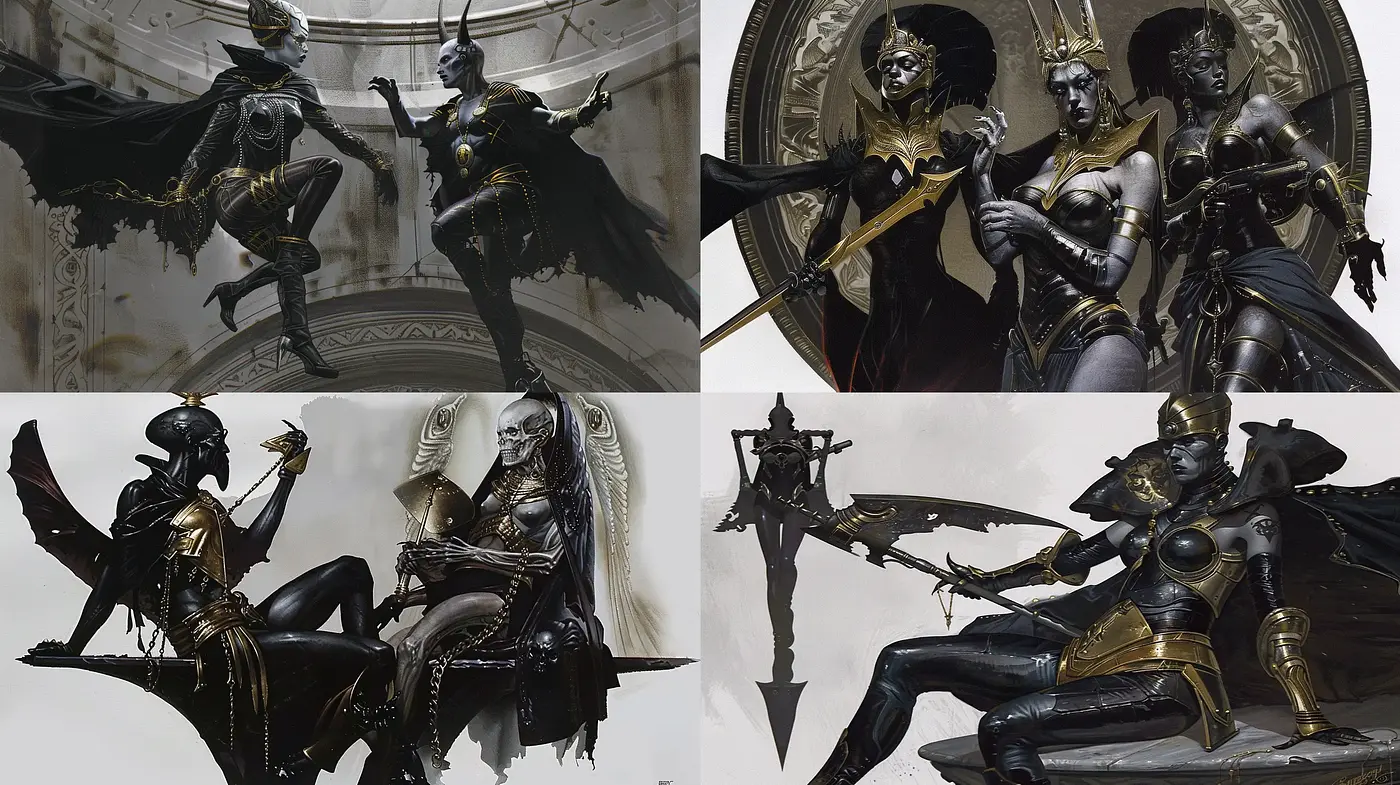 Baroque Revival in Digital Gothic Armor - Midjourney sref style