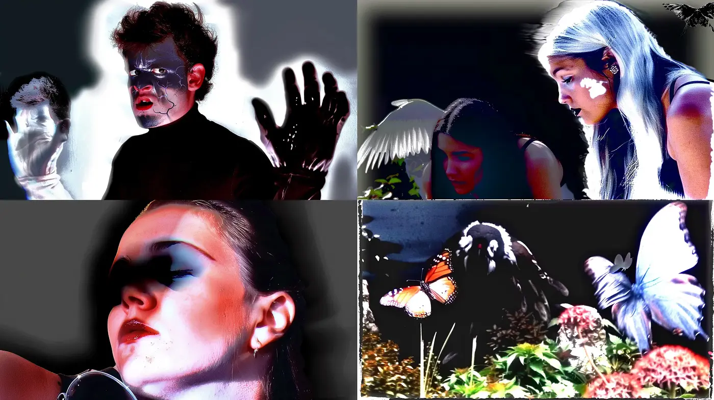 Surreal Shadowplay with Vivid Contrast and Dreamlike Overtones - Midjourney sref style