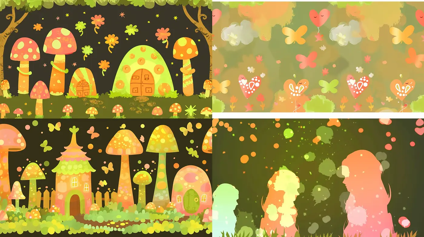 Enchanted Storybook Whimsy: A Harmonious Fusion of Warm Tones and Fairy Tale Charm - Midjourney sref style