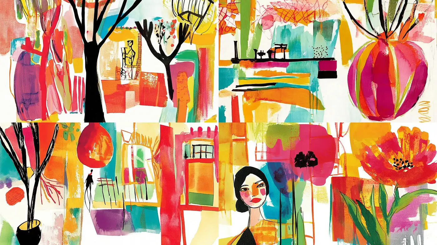Vibrant Abstract Collage with an Expressive Chromatic Symphony - Midjourney sref style