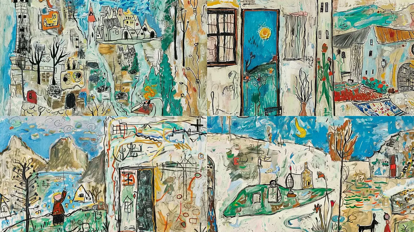 Eclectic Textural Montage with Expressionist Undertones - Midjourney sref style