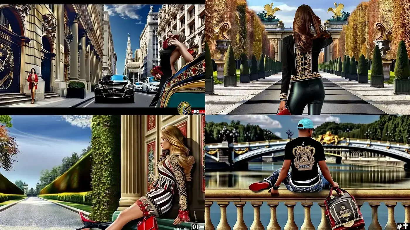 Sleek and Vibrant Urban Fashion with a Regal Elegance - Midjourney sref style