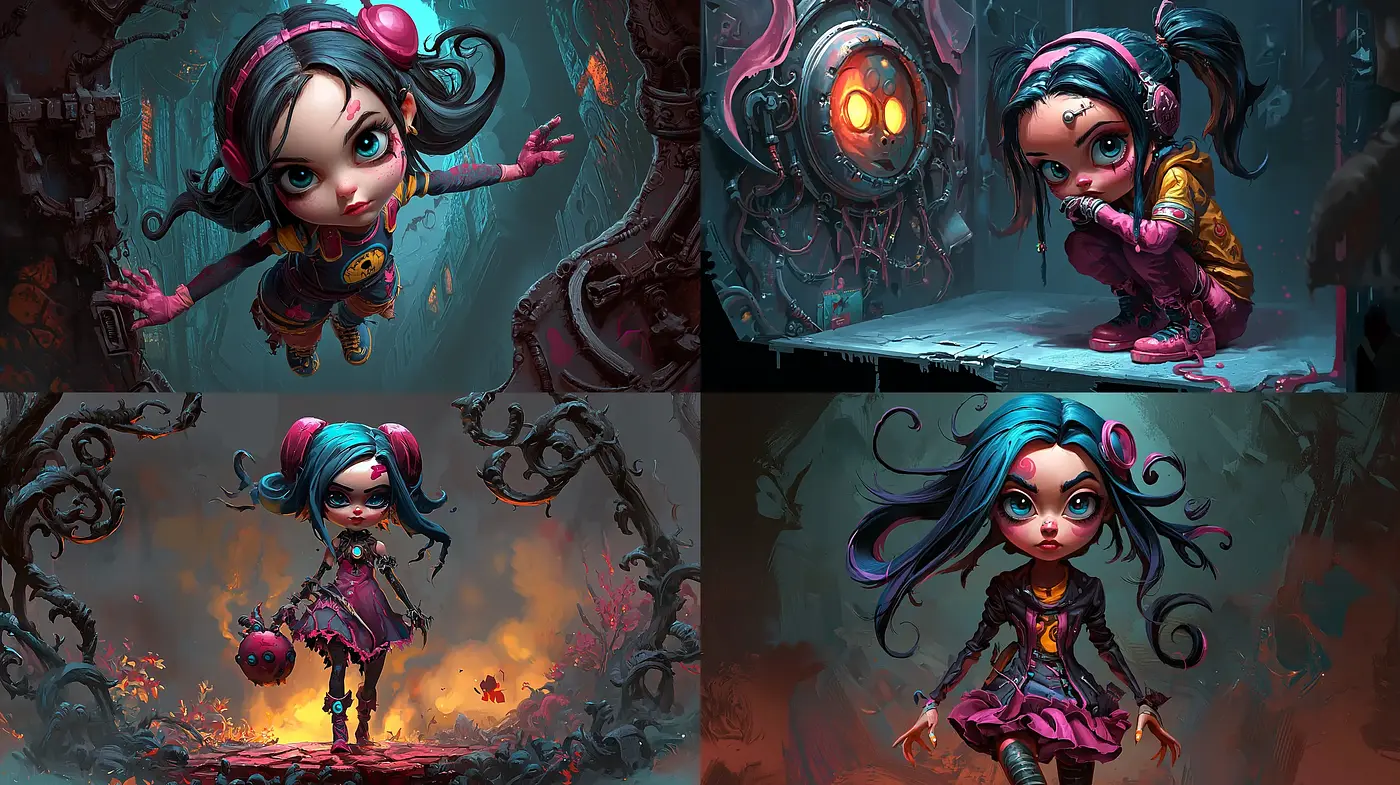 Enigmatic Whimsy of Stylized Animation in Twilight Hues - Midjourney sref style