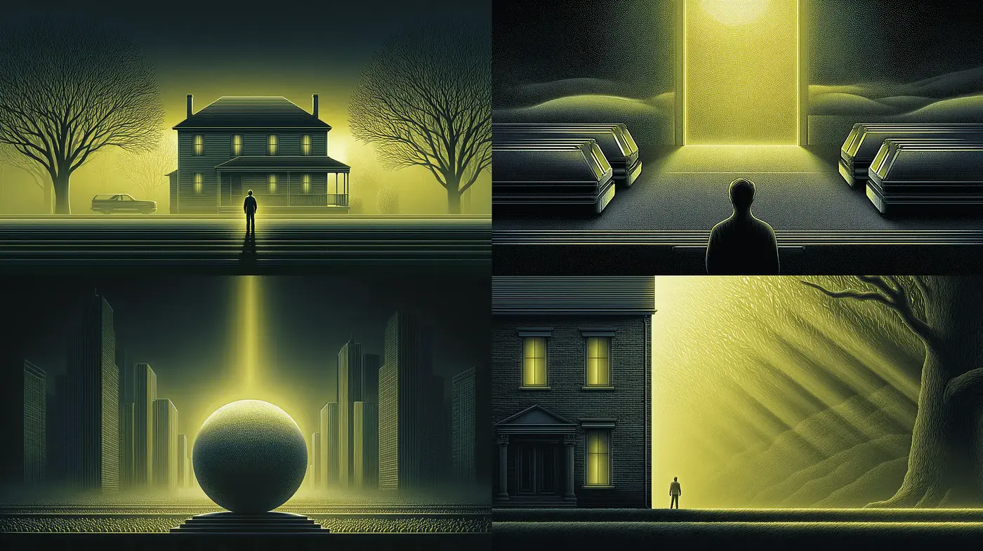 Eerie Surrealism with a Retro Futuristic Vibe - Midjourney sref style