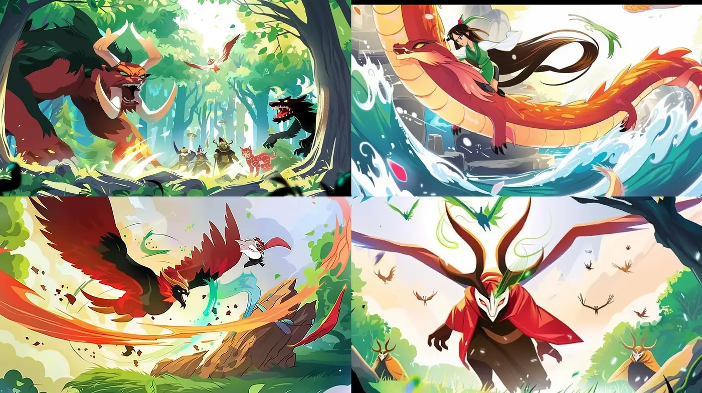 Lively Fantasia: An Enchanting Fusion of Vivid Colors and Whimsical Artistry - Midjourney sref style
