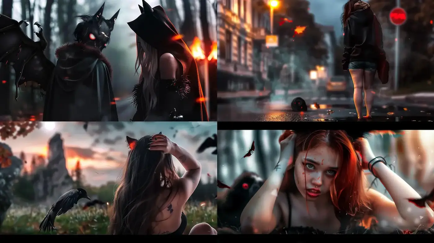 Eerie Gothic Fantasy with Vivid Emotional Undertones - Midjourney sref style