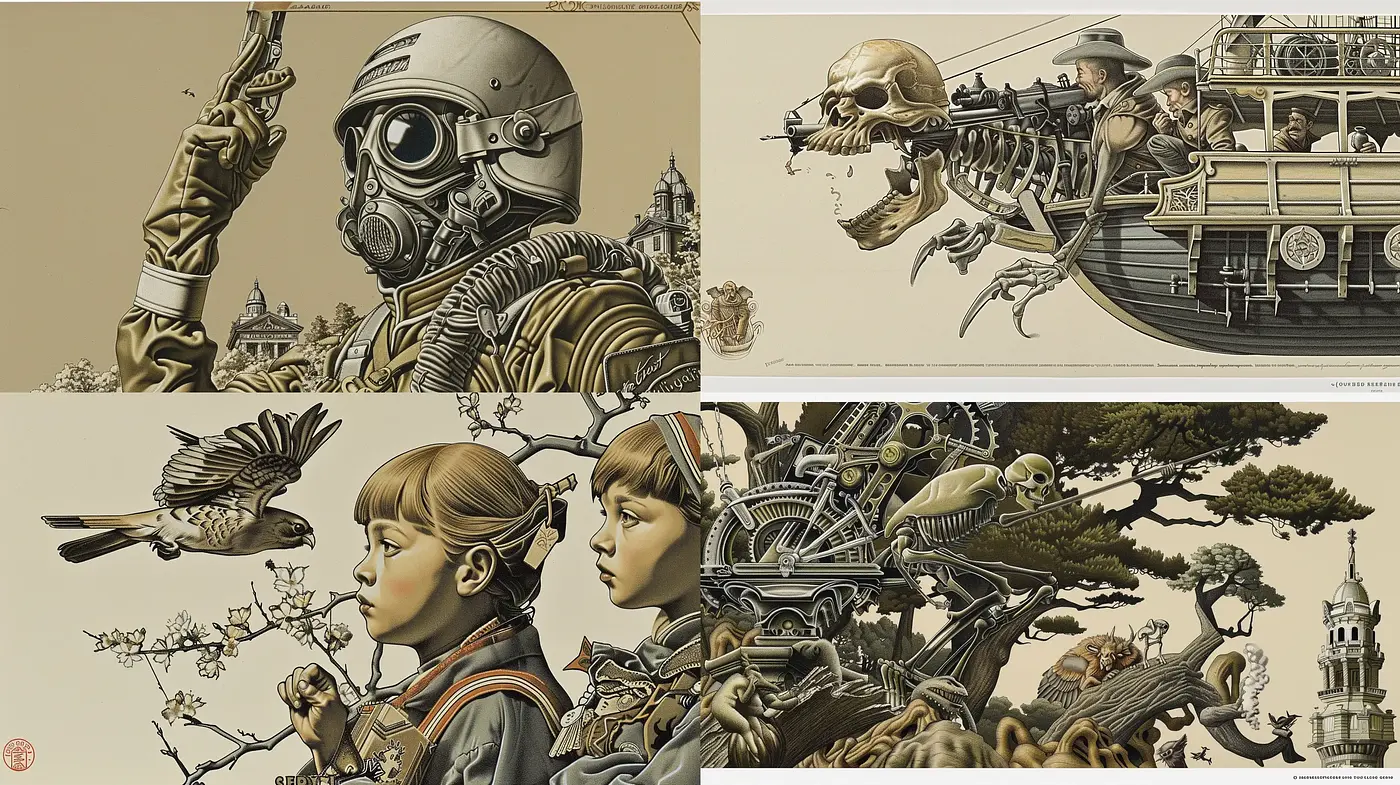 Steampunk Reverie: An Ode to Mechanical Fantasy and Aged Brass Hues - Midjourney sref style