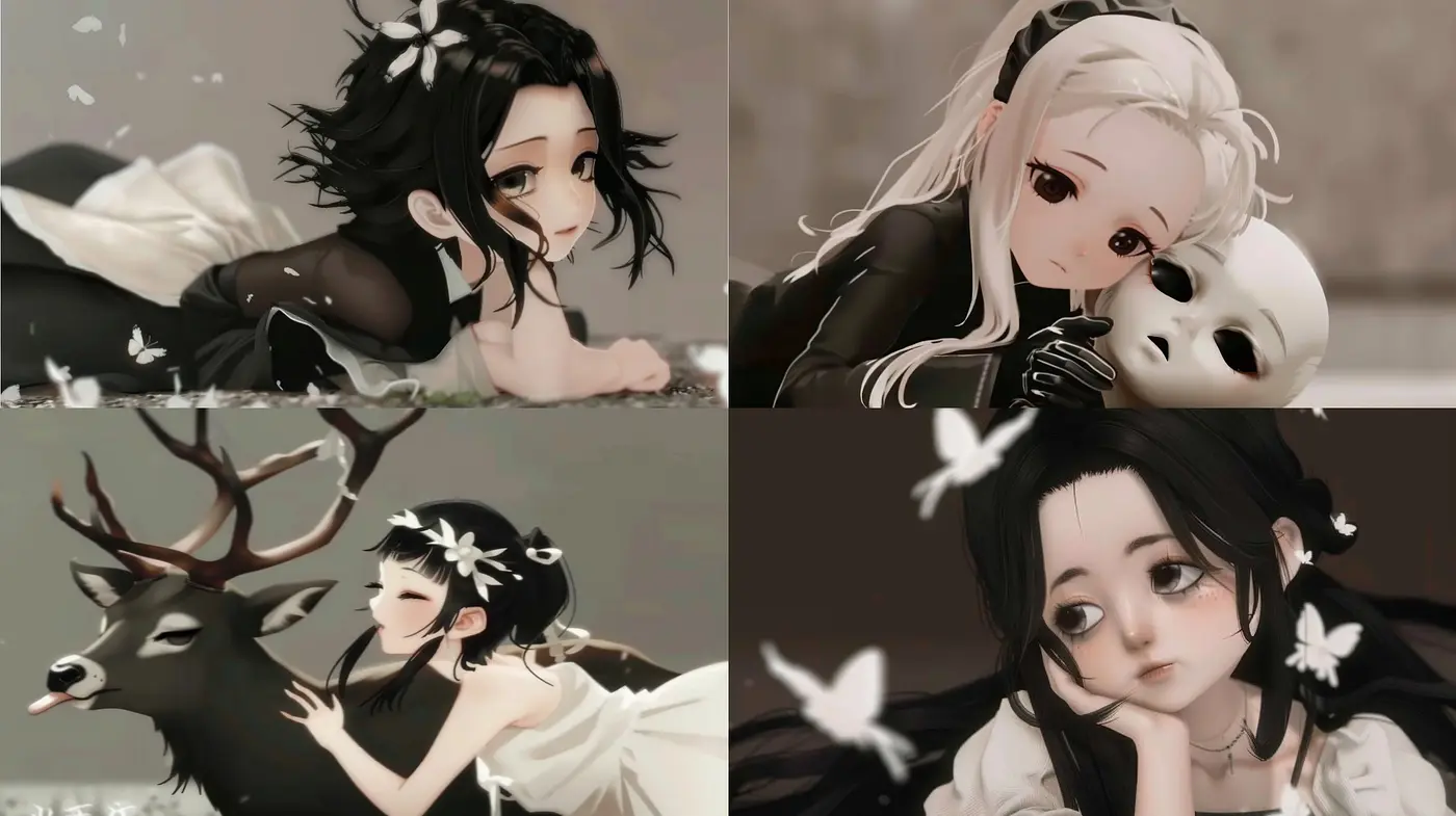 Ethereal Monochromatic Dreamscape with Hints of Ebony and Ivory - Midjourney sref style
