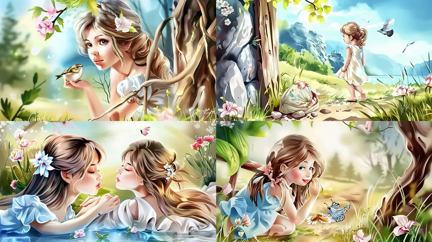 Enchanted Springtime Serenity in Pastel Hues: A Portrait of Idyllic Nature and Whimsical Charm - Midjourney sref style