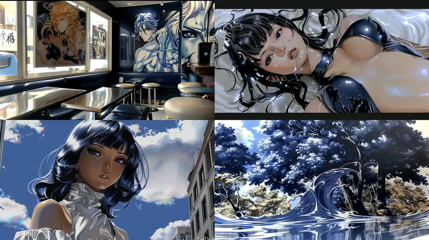 Luminous Blue Fantasy: A Consistent Seed-Referenced Visual Symphony - Midjourney sref style