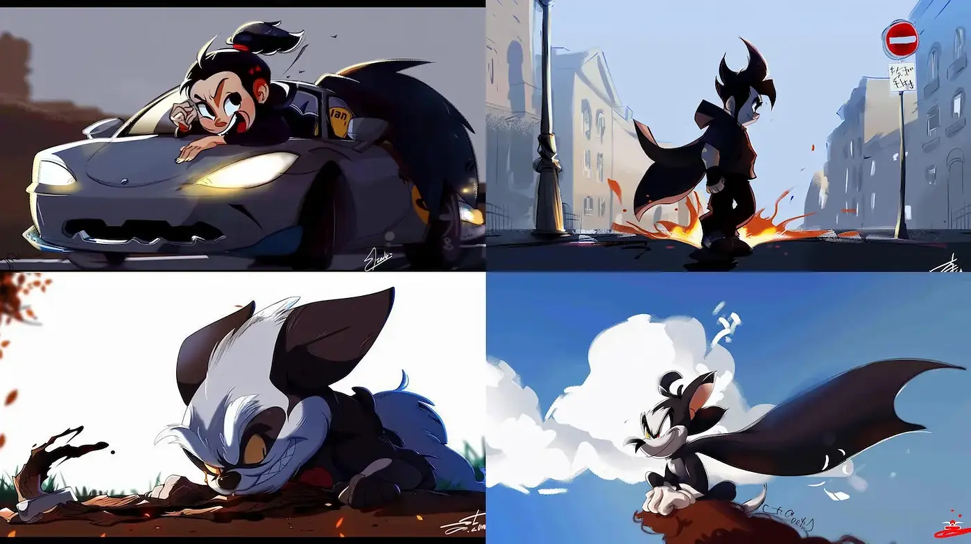 Dynamic Cartoon Stylization with Expressive Characters and Urban Themes - Midjourney sref style