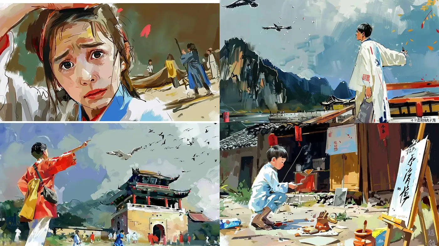 Dynamic Brushstroke Narratives in Expressive Color Harmony - Midjourney sref style