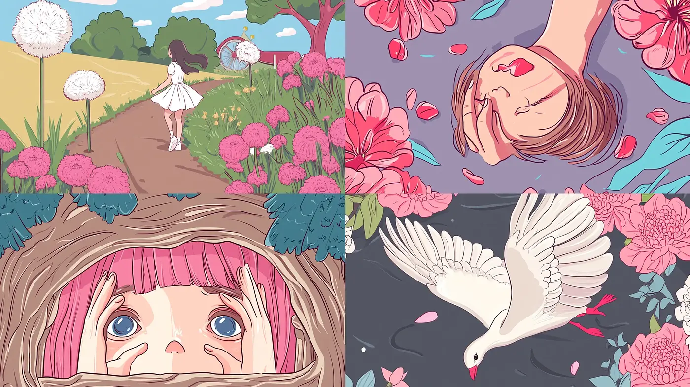 Serene Pastel Dreamscape with Floral and Natural Motifs - Midjourney sref style