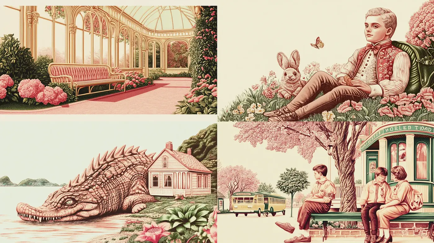 Pastel Nostalgia with Rococo Overtones and Storybook Illustration - Midjourney sref style