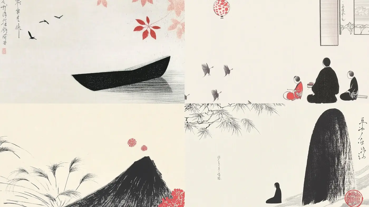 Serenity in Monochromatic Hues: A Homage to Traditional East Asian Ink Wash Paintings - Midjourney sref style