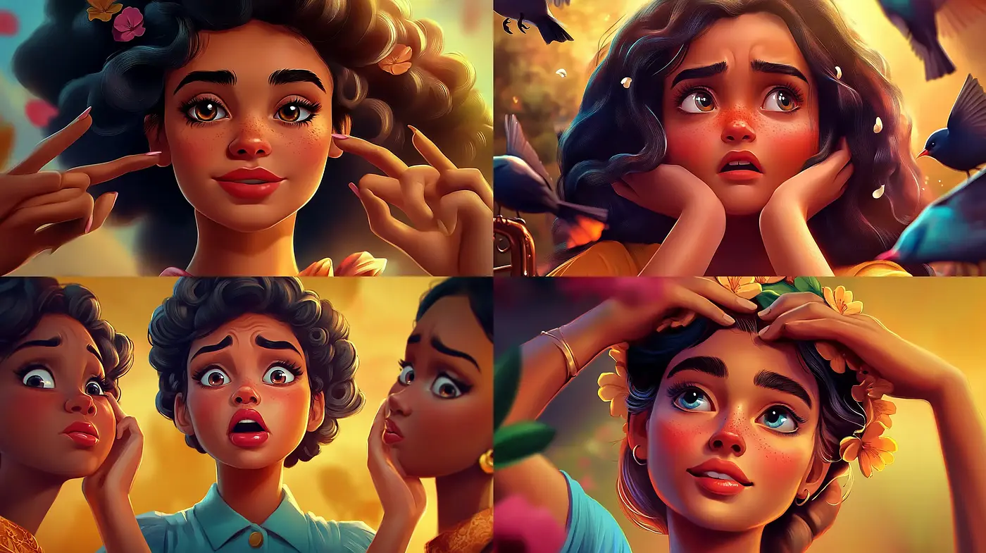 Sunset Hues and Expressive Eyes - A Digital Brushwork Ode to Emotion - Midjourney sref style