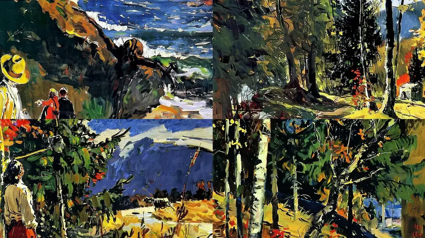 Dynamic Expressionism with Nature Themes - Midjourney sref style