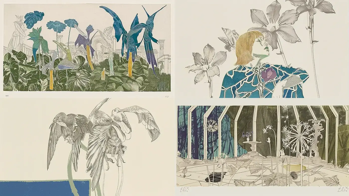 Intricate and Ethereal Botanical Illustrations with a Surreal Touch - Midjourney sref style