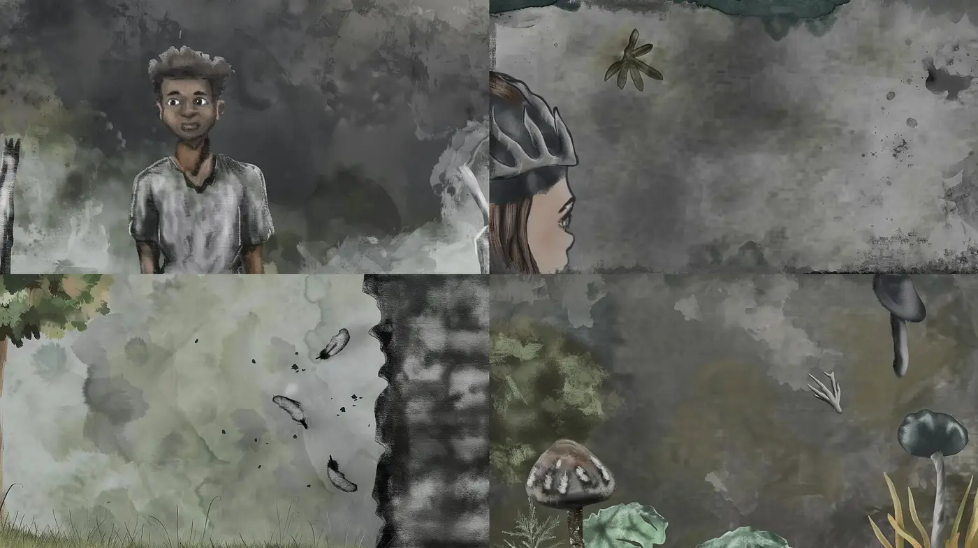 Misty Forest Dreamscape: A Blended Watercolor Serenity - Midjourney sref style