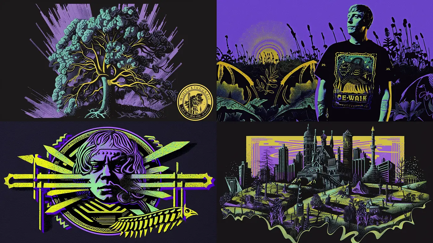 Neon Noir Fusion with Surrealist Overtones - Midjourney sref style