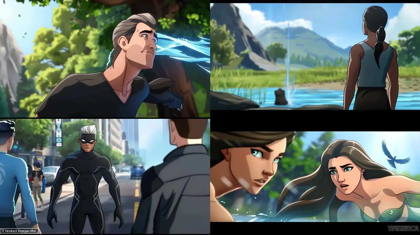 Harmonious Fusion of Animated Realism with Dynamic Superhero Essence - Midjourney sref style