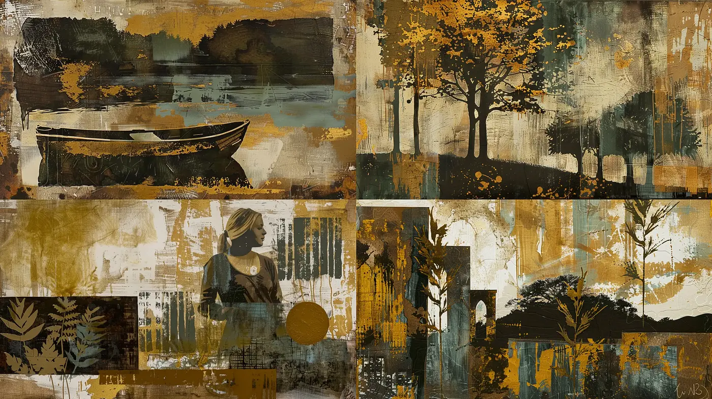 Consistent Palette of Time-Worn Elegance in Textural Tableaus - Midjourney sref style
