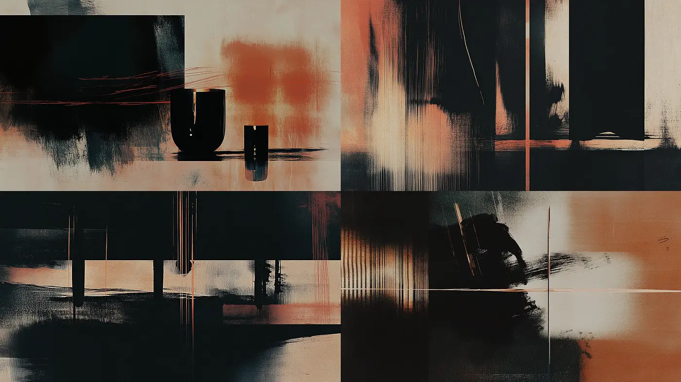 Dusk Hues Over Abstract Horizons: An Exploration of Minimalist Brushwork and Reflection - Midjourney sref style