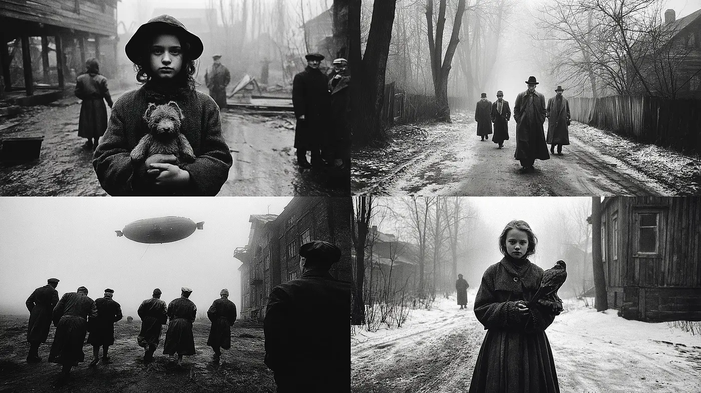 Cinematic Vintage Monochrome with Haunting Atmosphere - Midjourney sref style