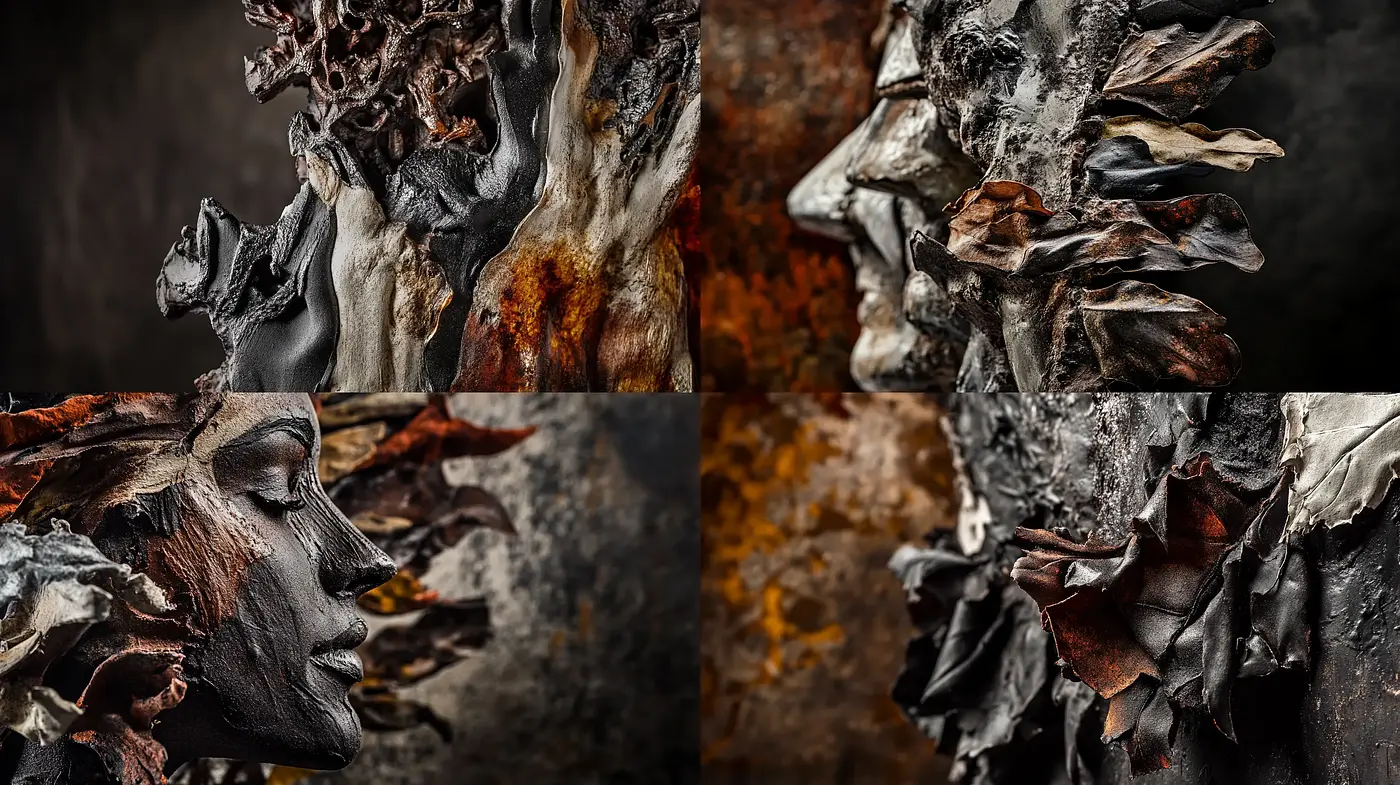 Sculptural Decay and Resilience - Midjourney sref style