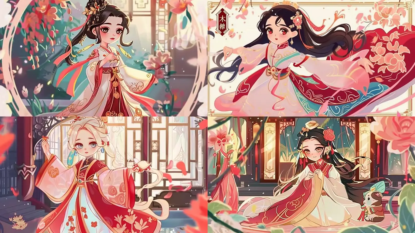 Enchanting Elegance of Stylized Anime-Inspired Traditional Portraiture - Midjourney sref style