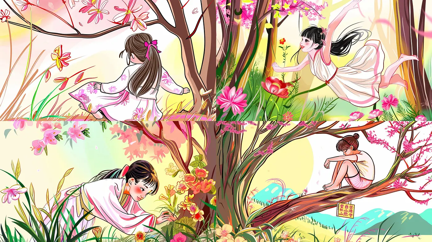 Lush Harmonious Gardens in Vivid Illustrative Style - Midjourney sref style