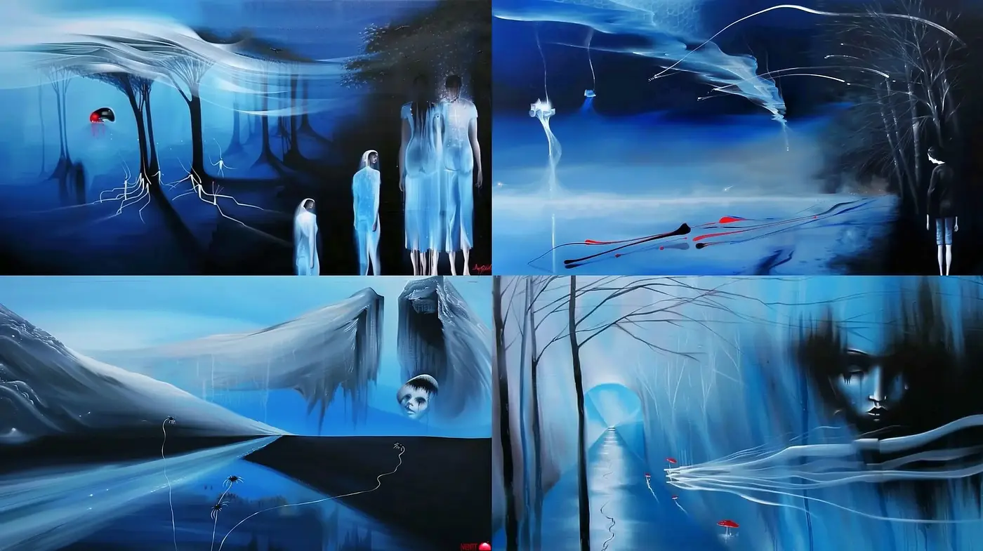 Ethereal Nocturne: A Study in Surreal Elegance and Melancholic Hues - Midjourney sref style
