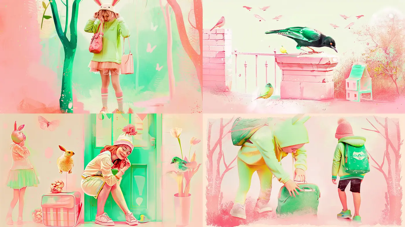 Dreamlike Pastel Visions with Surreal Compositions - Midjourney sref style
