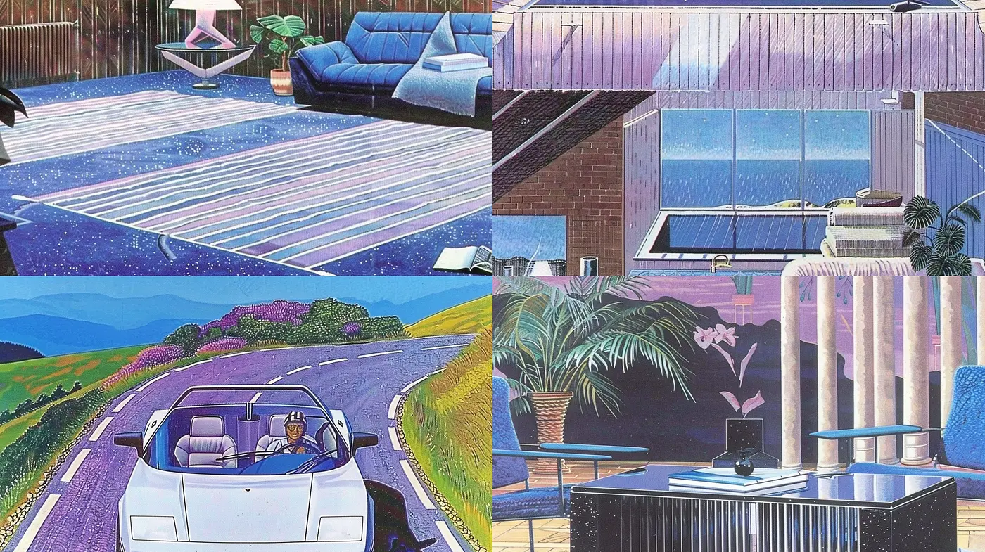 Synthwave Serenity: A Nostalgic Vivid Dream in Stylized Environments - Midjourney sref style