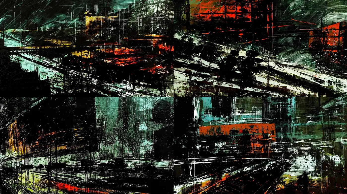 Abstract Expressionist Fusion with Digital Brushwork - Midjourney sref style