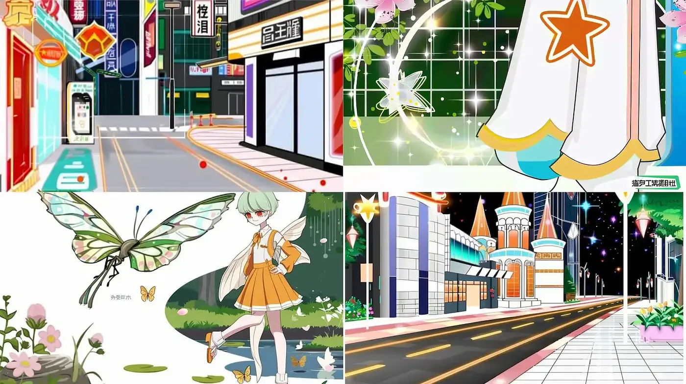 Vibrant and Dreamlike Urban Landscapes with Fantasy Elements - Midjourney sref style