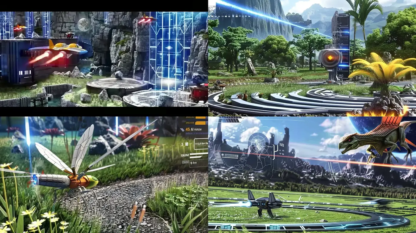 Futuristic Eclectic Vistas: A Fusion of Nature and Advanced Technology - Midjourney sref style