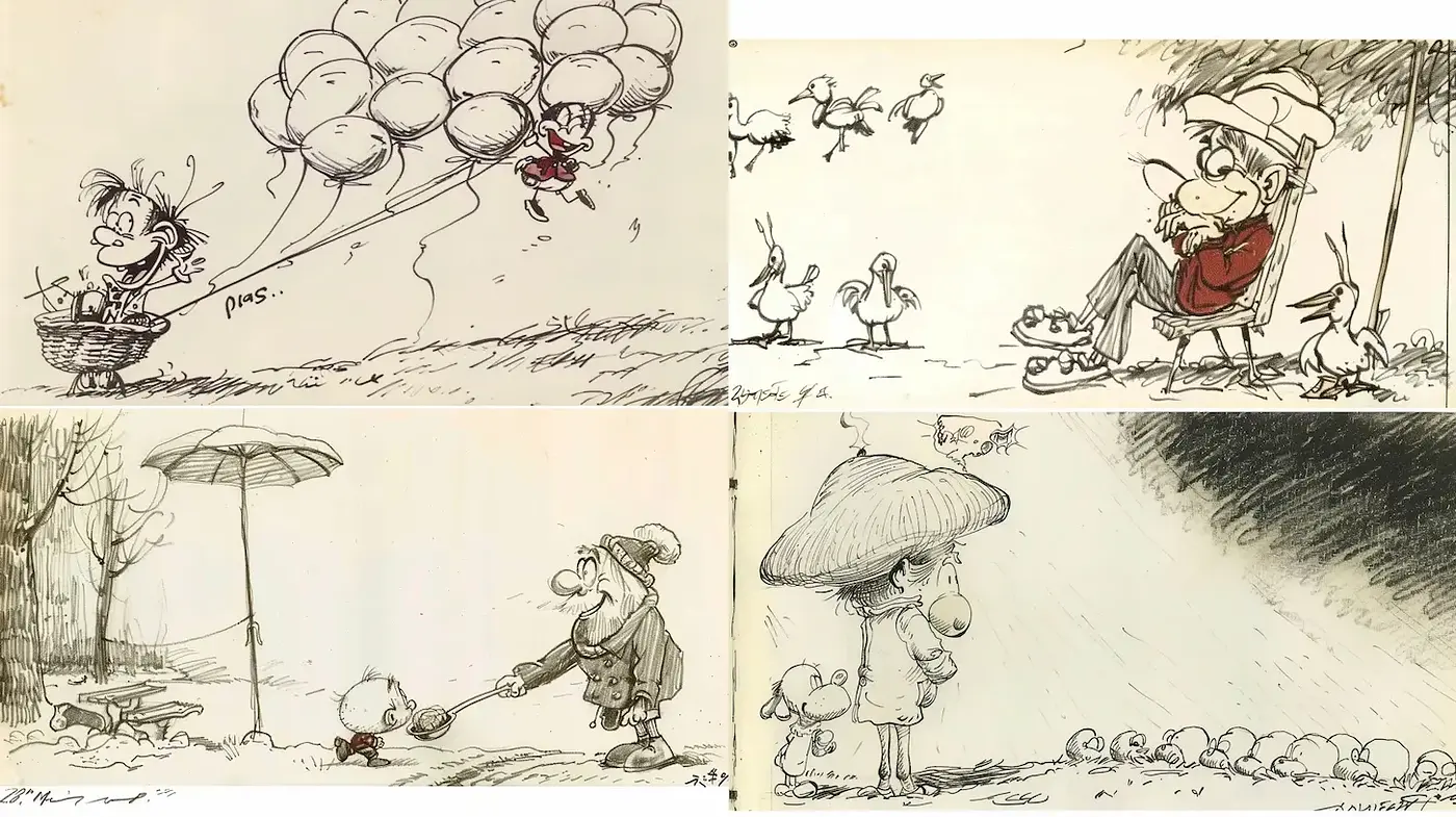 Charming Illustrative Style with Whimsical Elements and a Touch of Nostalgia - Midjourney sref style