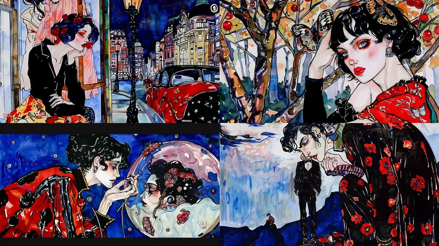 Vivid Illustrations with a Contemporary Art Deco Influence - Midjourney sref style