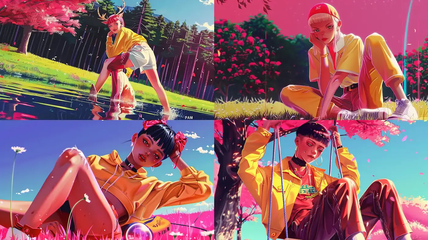 Vibrant and Playful Aesthetic with Nature Elements - Midjourney sref style